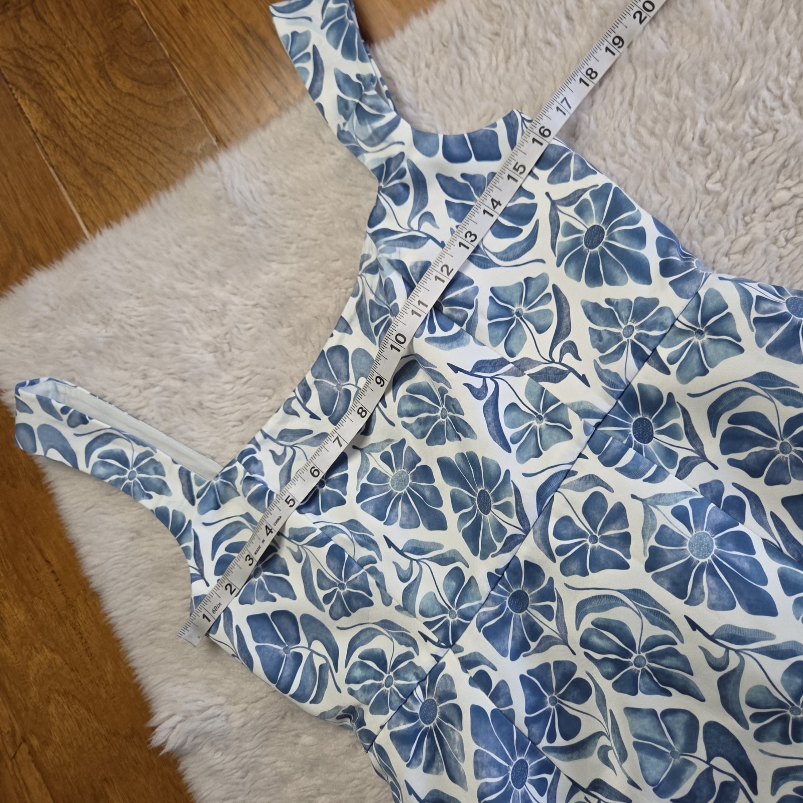 Nwt Couper Lally Mini Dress Women's Medium Bubble Skirt Blue White Floral — image 7 of 8